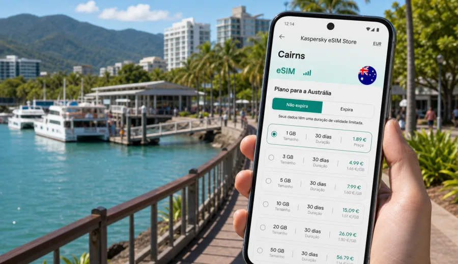eSIM em Cairns: internet móvel para viajar