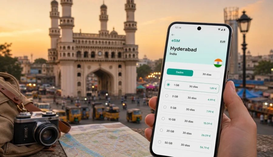 eSIM em Hyderabad: internet móvel na Índia