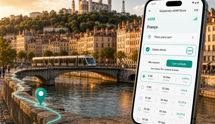 eSIM em Lyon: ligação móvel e internet