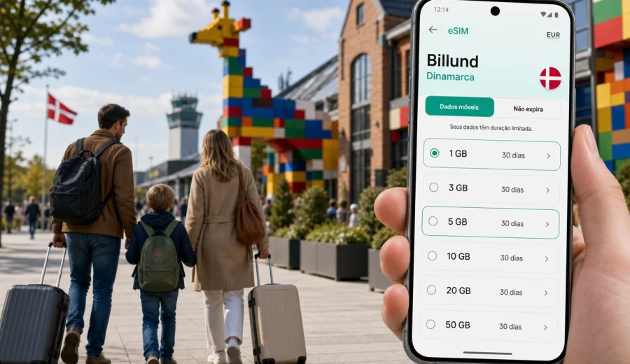 eSIM em Billund: internet móvel na Dinamarca