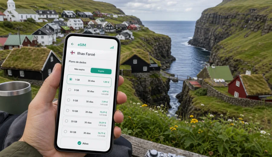 Gjogv eSIM: internet móvel nas Ilhas Faroé