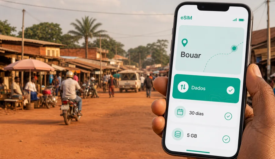 eSIM em Bouar: internet móvel para viagem