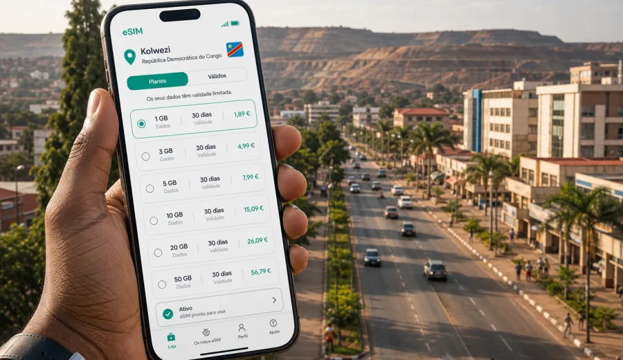 eSIM em Kolwezi: internet móvel para viagem