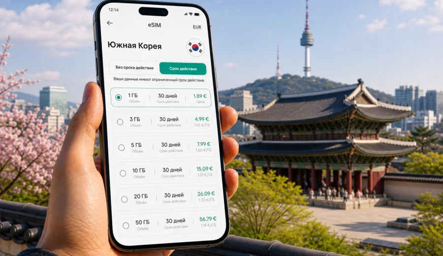 eSIM для Южной Кореи: интернет в поездке
