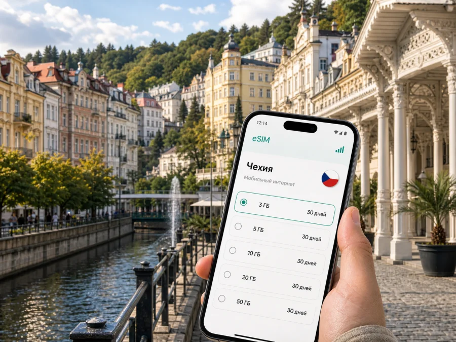eSIM в Карловых Варах: интернет в поездке