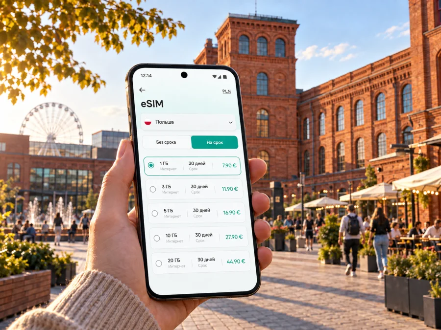 eSIM в Лодзи: мобильный интернет и связь
