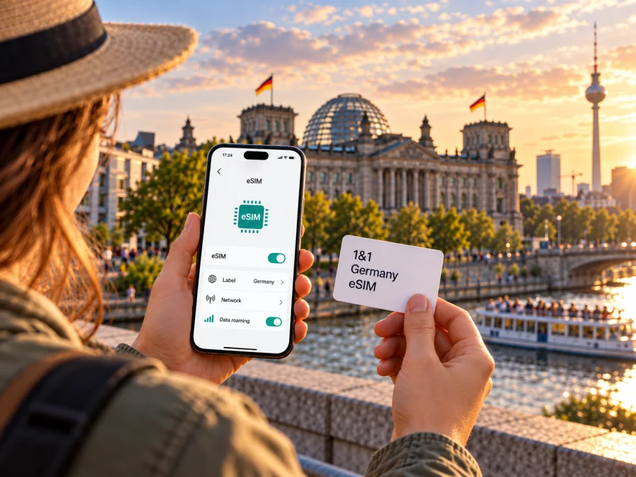 1&1 eSIM в Германии: подключение и поездка