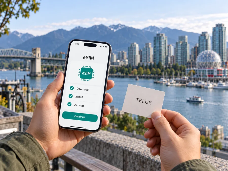 TELUS eSIM в Канаде: подключение и поездка