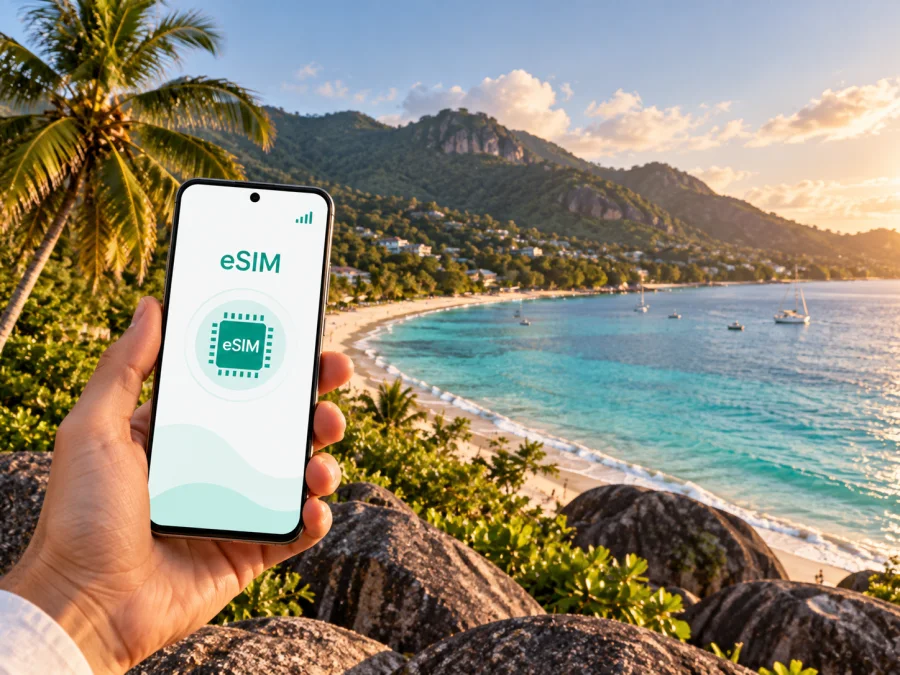 Beau Vallon eSIM: Seyşeller'de Mobil İnternet