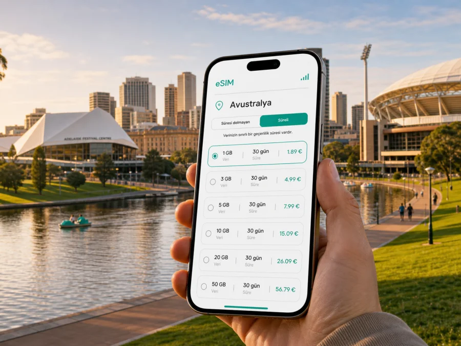 Adelaide eSIM: mobil internet ve bağlantı