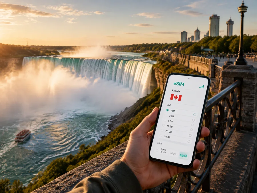 Niagara Şelalesi eSIM: Kanada'da mobil internet