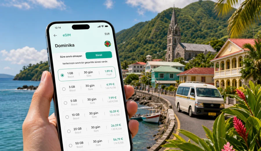 Salisbury eSIM: Dominika'da mobil internet