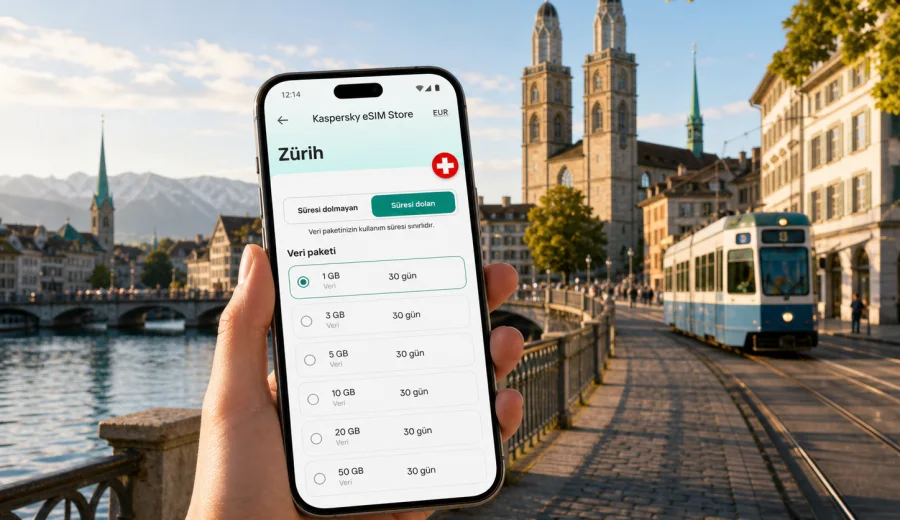 Zürih eSIM: mobil internet ve bağlantı