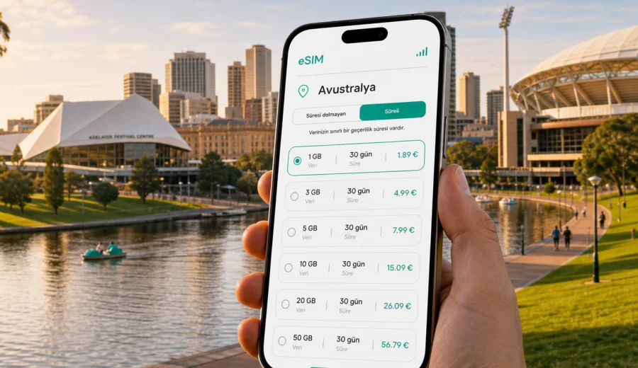 Adelaide eSIM: mobil internet ve bağlantı